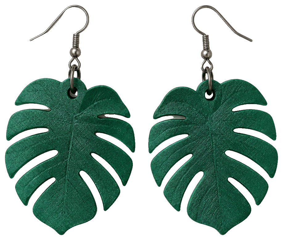 Monstera earrings — 3D-printed earrings